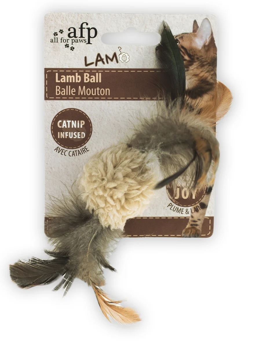 Pallina per gatti con catnip e suono di uccello, 5 x 5 x 3 cm – AFP Lambswool Lamb Ball - immagine 2