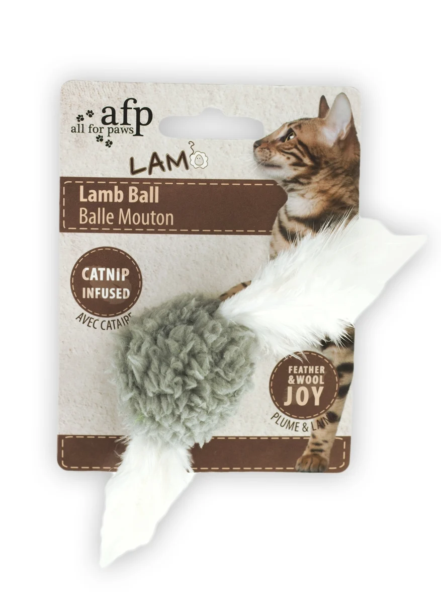Pallina per gatti con catnip e suono di uccello, 5 x 5 x 3 cm – AFP Lambswool Lamb Ball - immagine 4