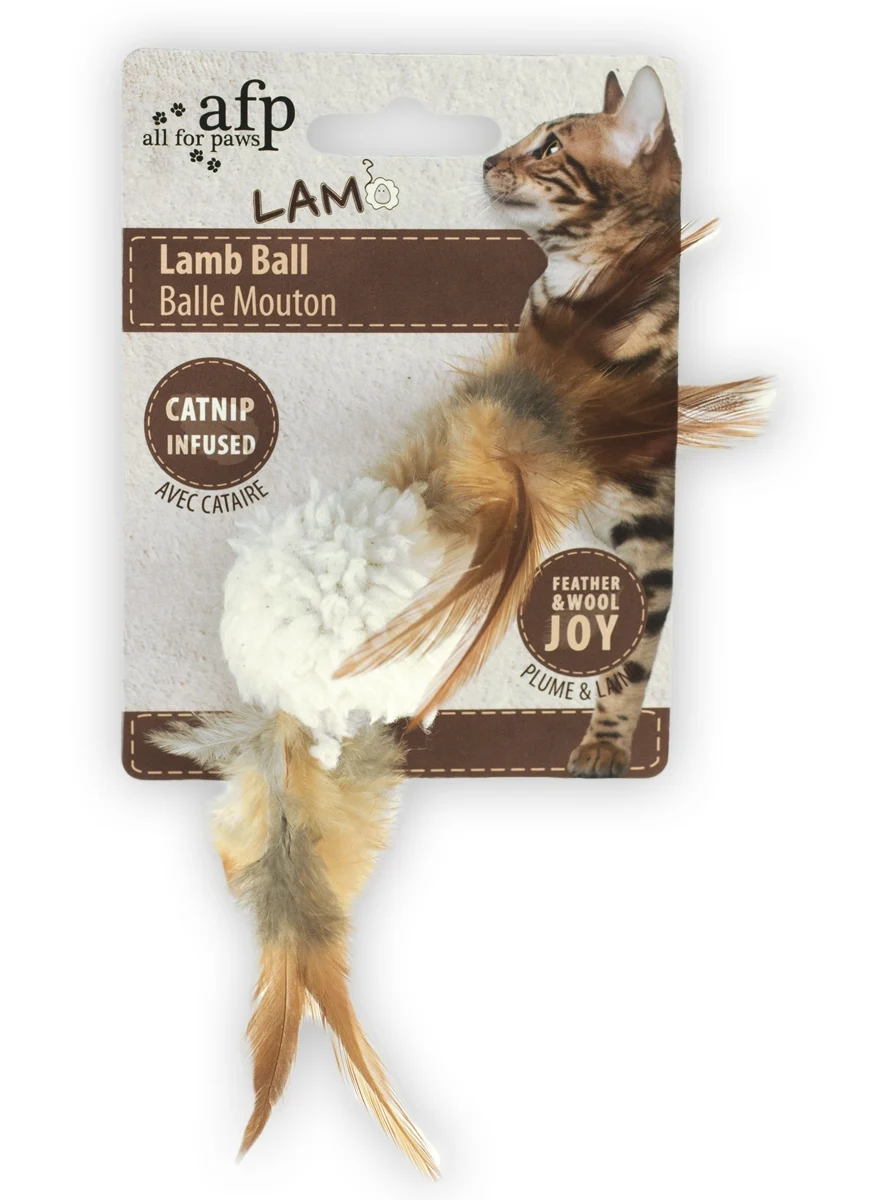 Pallina per gatti con catnip e suono di uccello, 5 x 5 x 3 cm – AFP Lambswool Lamb Ball - immagine 3