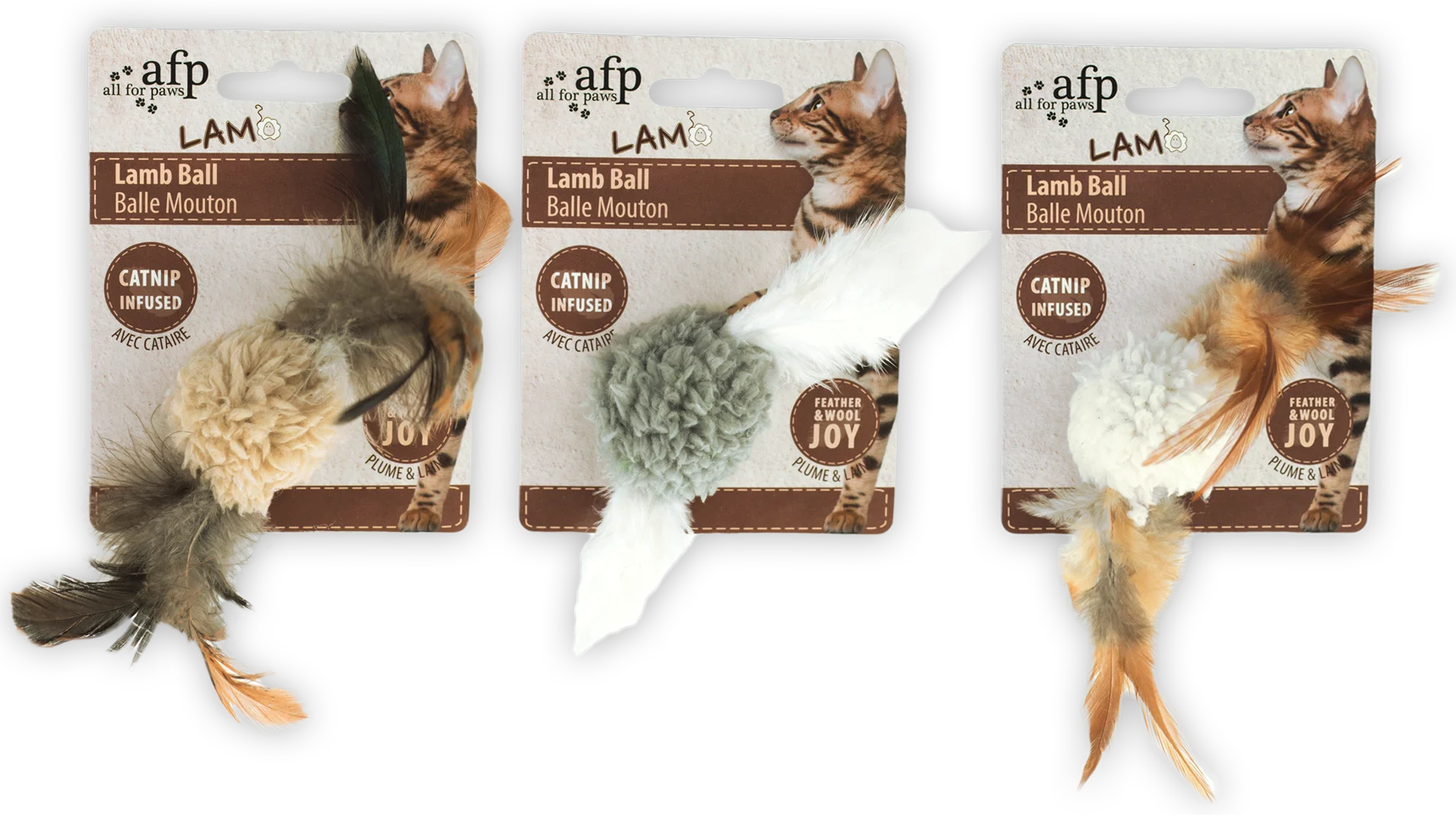 Pallina per gatti con catnip e suono di uccello, 5 x 5 x 3 cm – AFP Lambswool Lamb Ball - immagine 1