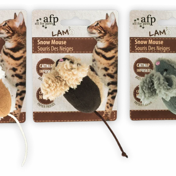 Topolini gioco con catnip, 3 pezzi – AFP Lambswool Snow Mouse