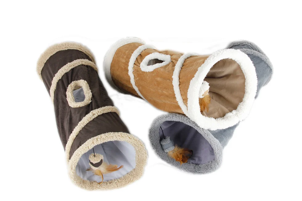 Tunnel per gatti in lana d’agnello con apertura superiore, 62 x 26 cm – AFP Lambswool - Find Me Cat Tunnel - immagine 2
