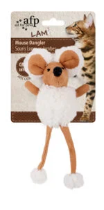 Topo giocattolo con erba gatta e plastica che fa rumore, 16 cm – AFP Lambswool Mouse Dangler - immagine 4
