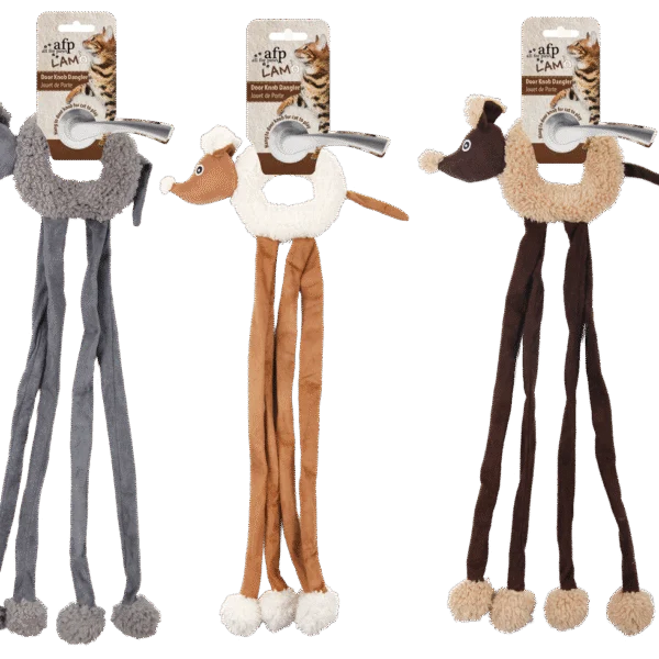 Gioco da appendere alla maniglia per gatti con topolino e catnip, 22 x 58 cm – AFP Lambswool - Door Knob Dangler