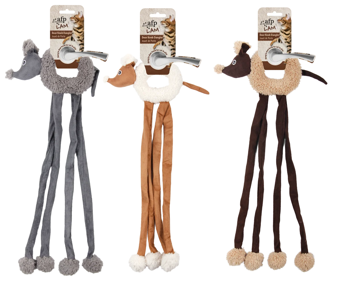 Gioco da appendere alla maniglia per gatti con topolino e catnip, 22 x 58 cm – AFP Lambswool - Door Knob Dangler - immagine 1
