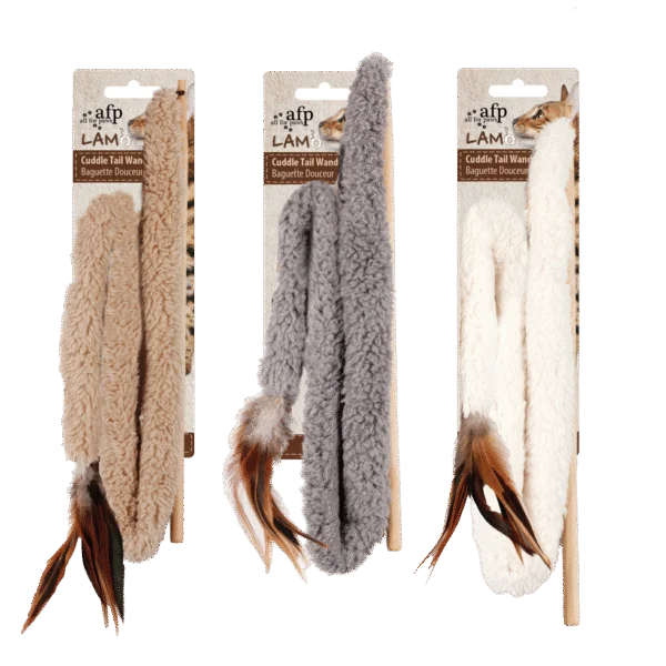 Bacchetta per gatti con piuma e catnip – AFP Lambswool - Cuddle Tail Wand