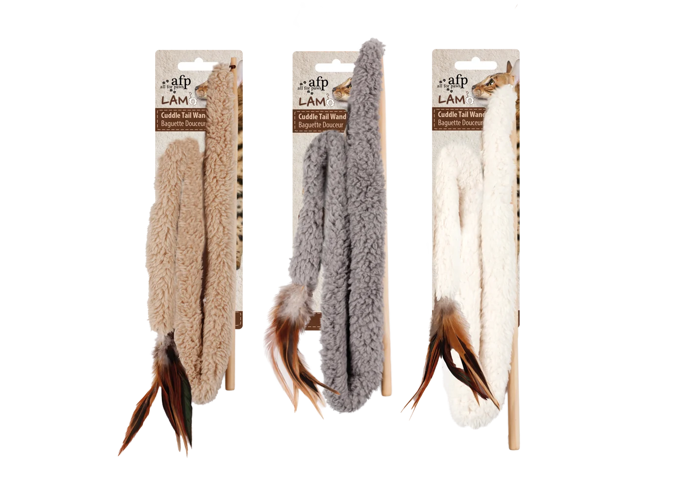 Bacchetta per gatti con piuma e catnip – AFP Lambswool - Cuddle Tail Wand - immagine 1