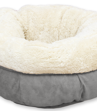 Cuccia rotonda per cani in peluche grigio, 45 x 45 x 25 cm – AFP Lambswool Donut Bed