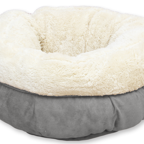 Cuccia rotonda per cani in peluche grigio, 45 x 45 x 25 cm – AFP Lambswool Donut Bed