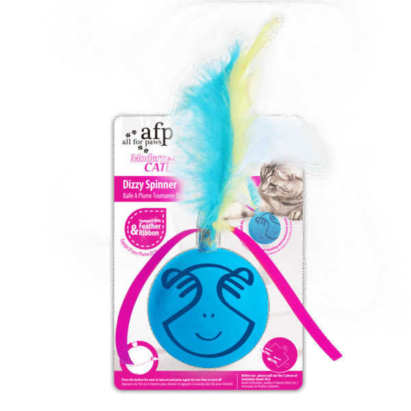 Palla rotante per gatti con piume e nastri – AFP Modern Cat Dizzy Spinner