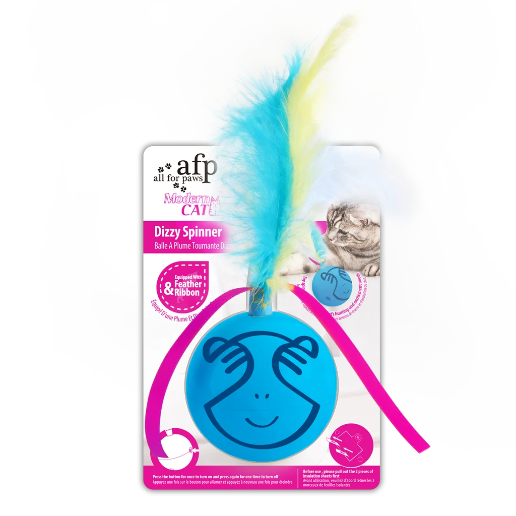 Palla rotante per gatti con piume e nastri – AFP Modern Cat Dizzy Spinner - immagine 1