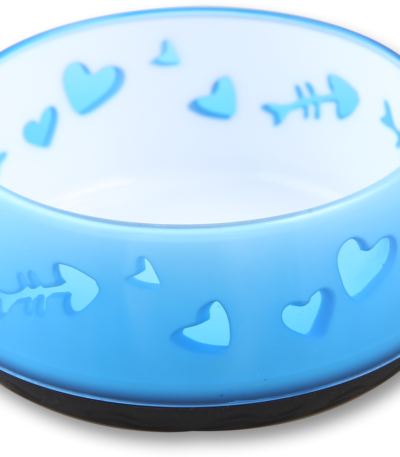 Ciotola per cibo e acqua per gatti con base in gomma, Ø 10 cm, blu – AFP Modern Cat - Cat Love Bowl