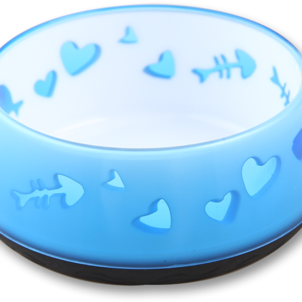 Ciotola per cibo e acqua per gatti con base in gomma, Ø 10 cm, blu – AFP Modern Cat - Cat Love Bowl