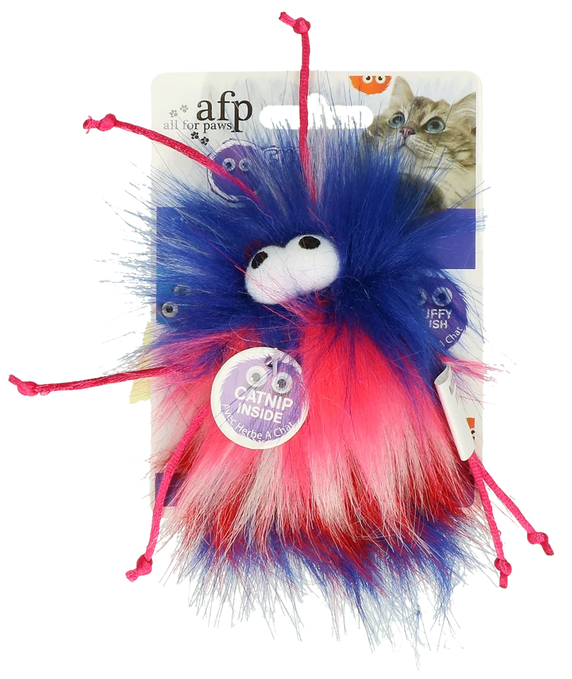 Gioco per gatti con cordini ed erba gatta, rosso, 8 x 5,5 x 3 cm – AFP Furry Ball - Fluffer - immagine 1