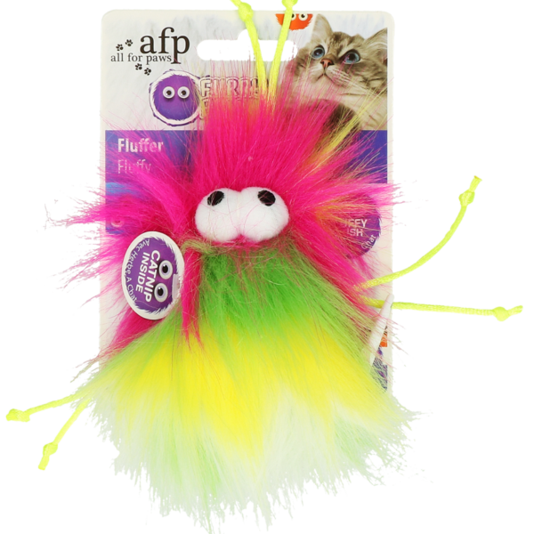 Palla per gatti con cordini e catnip, 8 x 5,5 x 3 cm – AFP Furry Ball - Fluffer