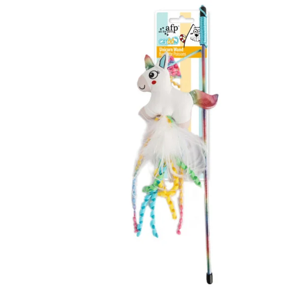 Bacchetta gioco per gatti con unicorno ed erba gatta – AFP Catoon Unicorn Wand