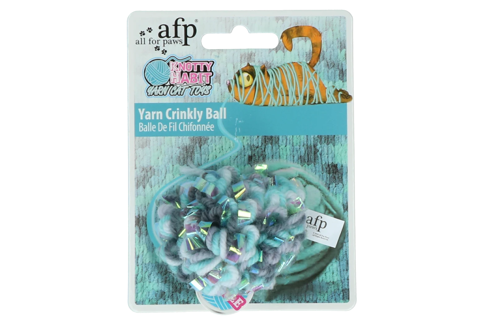 Palla di filato per gatti con catnip e fruscio, 7 x 7 x 7 cm – AFP Knotty Habit - Yarn Crinkly Ball - immagine 2