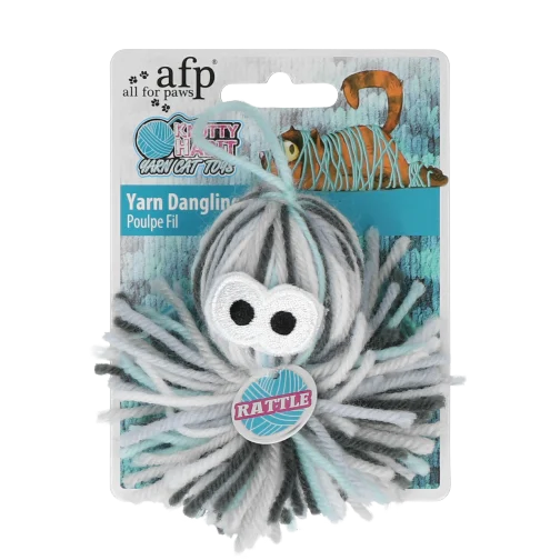 Gioco a forma di polpo in filato per gatti con erba gatta e campanellino, 11,5 x 8,5 x 4,5 cm – AFP Knotty Habit - Yarn Dangling Octopus - immagine 2
