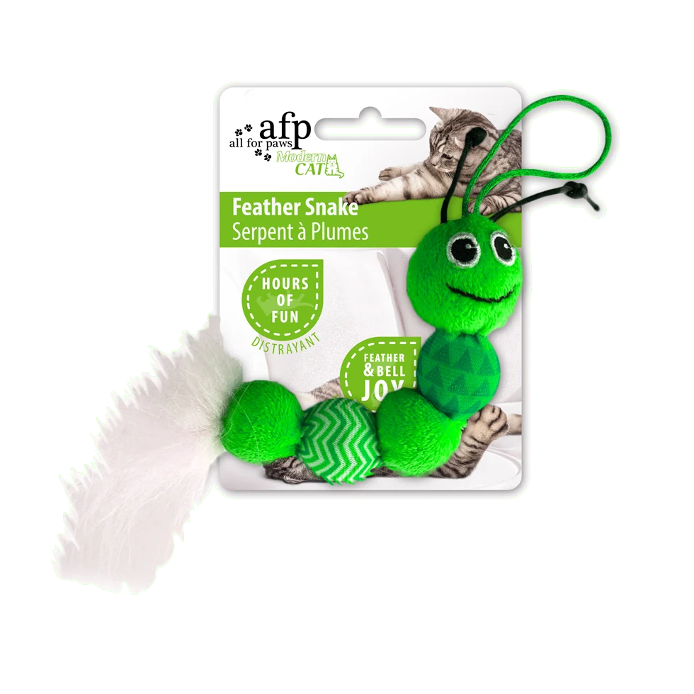 Serpente giocattolo per gatti con campanellino e piuma – AFP Modern Cat Feather Snake - immagine 3