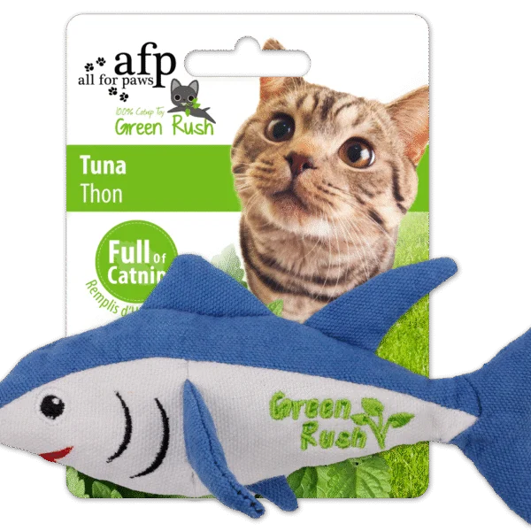 Pesce giocattolo per gatti con erba gatta canadese, 16 cm – AFP Green Rush - Cuddler