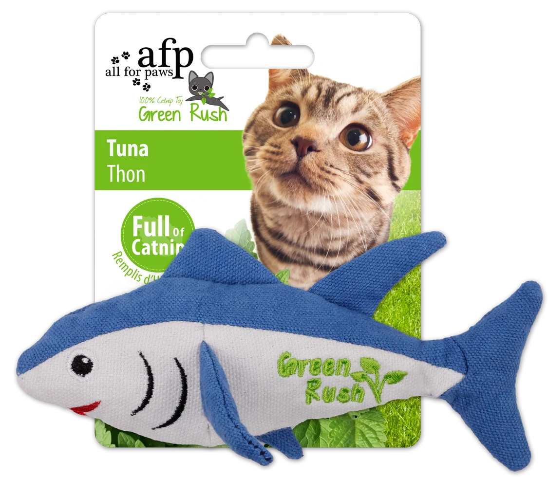 Pesce giocattolo per gatti con erba gatta canadese, 16 cm – AFP Green Rush - Cuddler - immagine 1