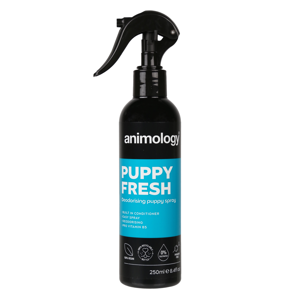 Vachtspray voor Puppy's tegen Geurtjes, 250 ml – Animology Puppy Fresh Deodorising Puppy Spray Spray deodorante per il pelo dei cuccioli, 250 ml – Animology Puppy Fresh Deodorising Puppy Spray