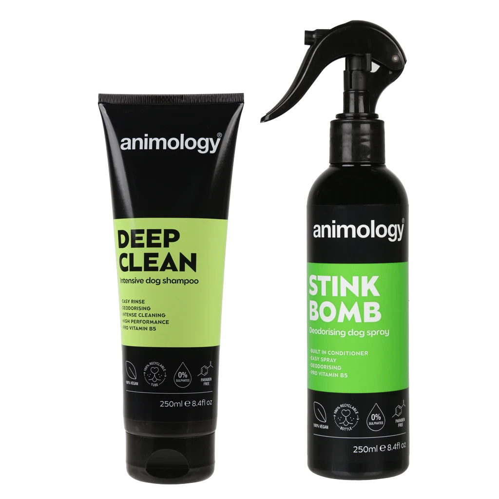 Set per la pulizia del pelo dei cani con shampoo e spray deodorante, 2 prodotti – Animology Stink Buster Set - immagine 3