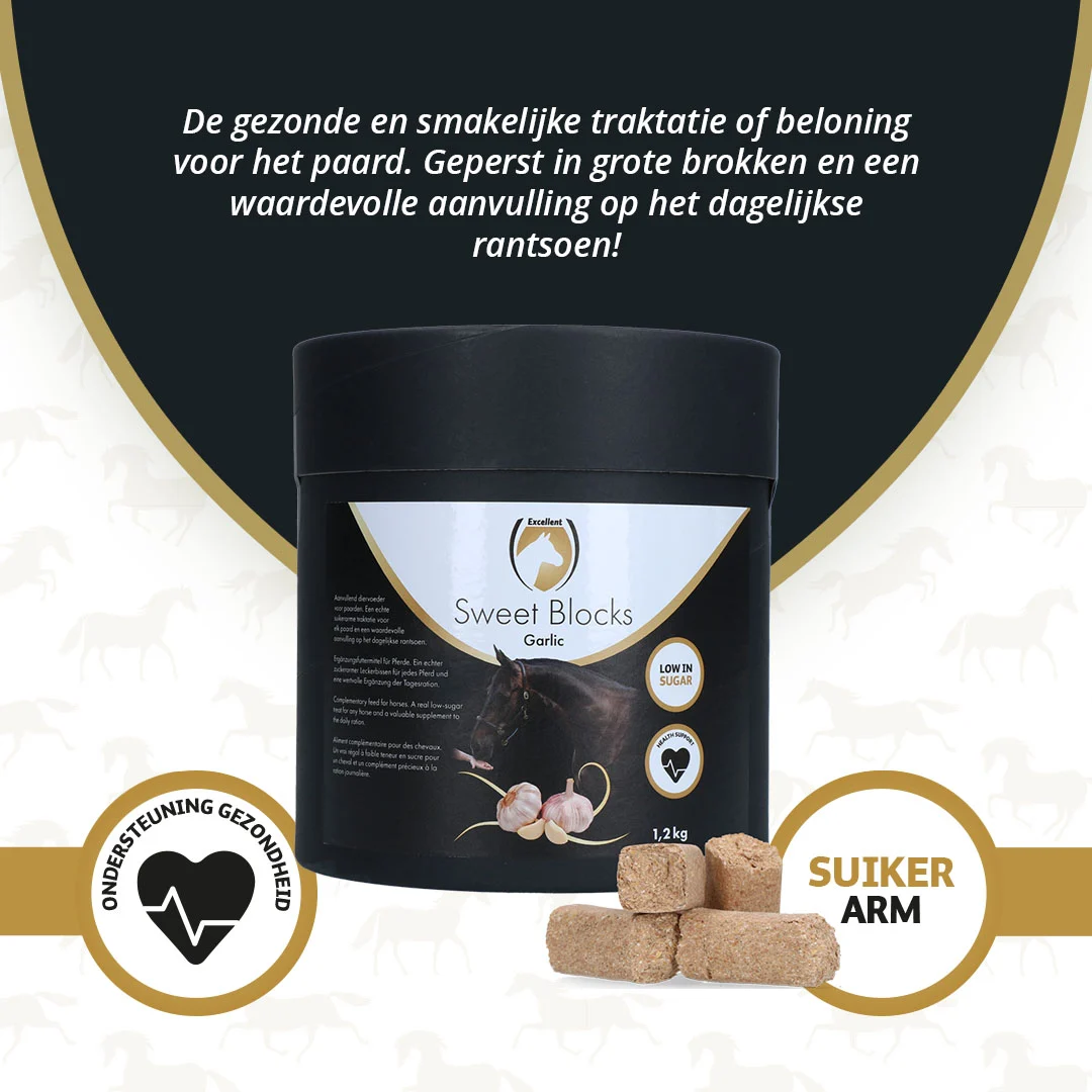 Snack per cavalli all’aglio, a basso contenuto di zuccheri, 1,2 kg – Excellent Horse Sweet Blocks - immagine 3