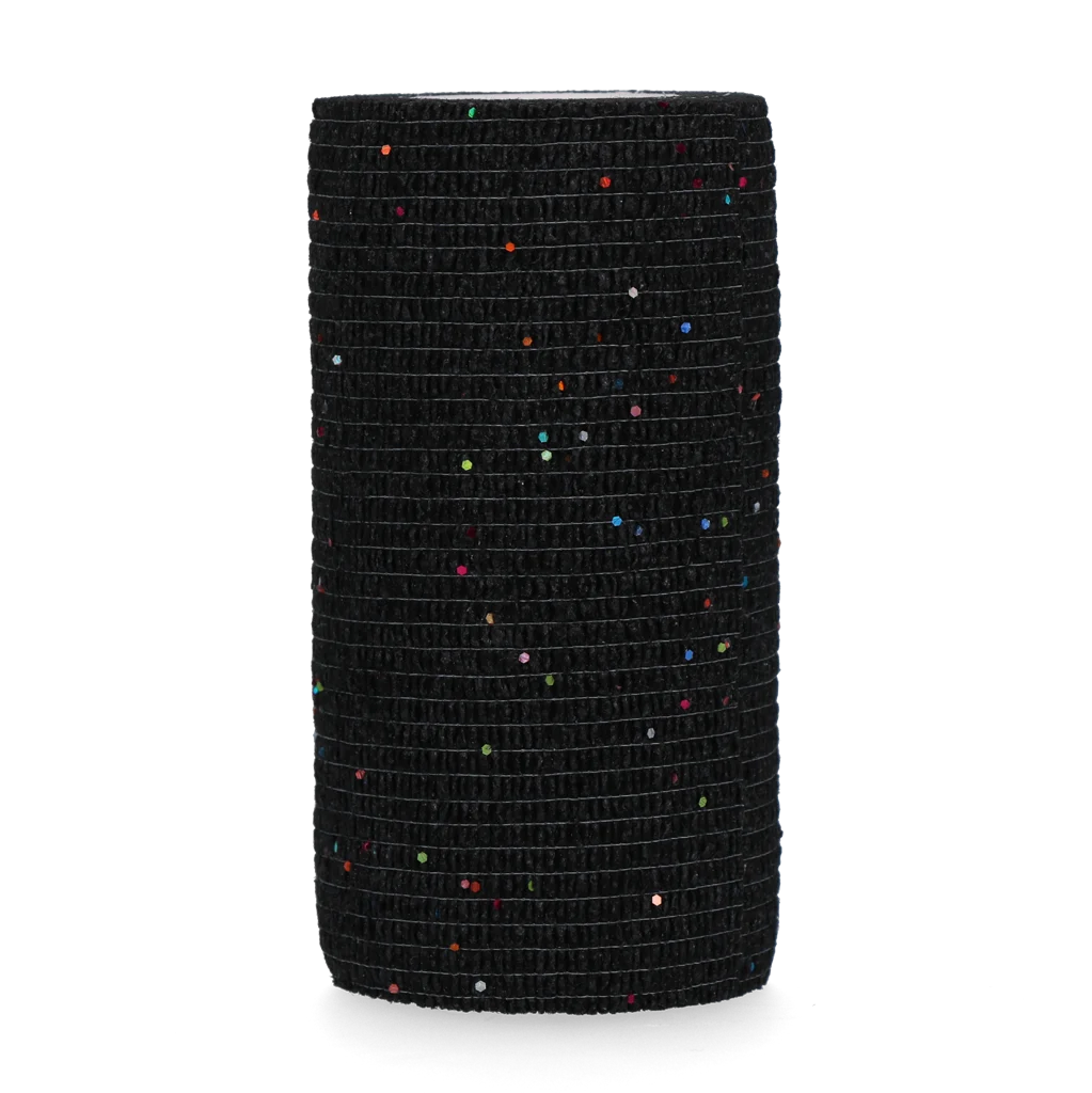 Benda autoadesiva glitterata, 10 cm, nera – Excellent Animal Glitter Bandage Profi - immagine 1