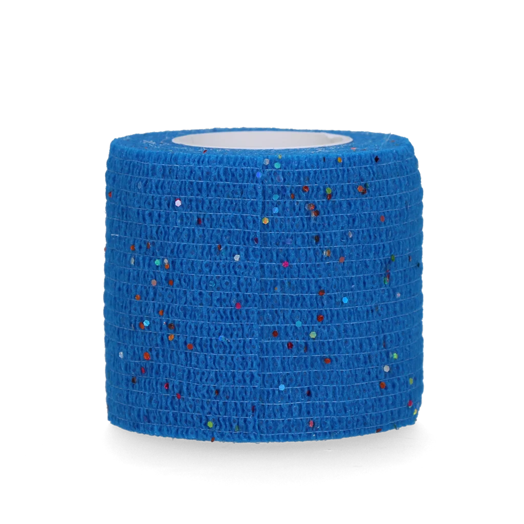 Benda autoadesiva glitterata, 5 cm, blu – Excellent Animal Glitter Bandage Profi - immagine 1