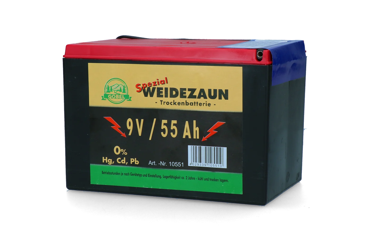 Batteria per recinzione elettrica 9 V, 55 Ah, 11,5 x 16,5 x 11,2 cm – ZoneGuard EG super - immagine 1