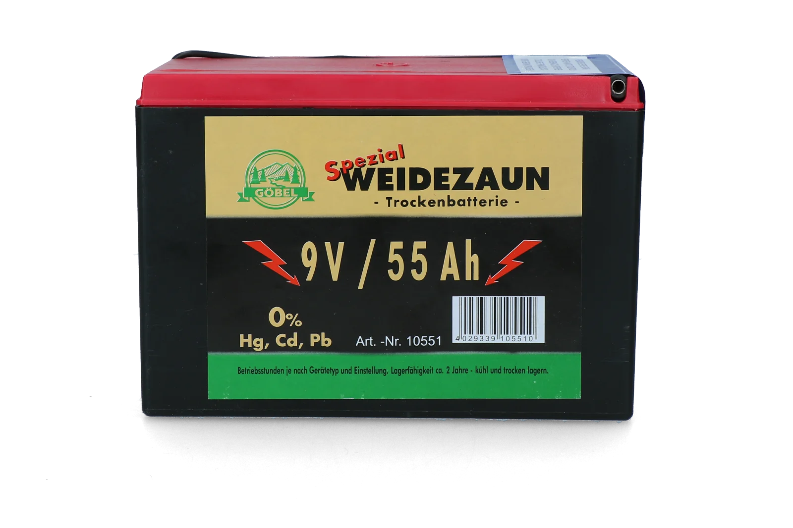 Batteria per recinzione elettrica 9 V, 55 Ah, 11,5 x 16,5 x 11,2 cm – ZoneGuard EG super - immagine 3