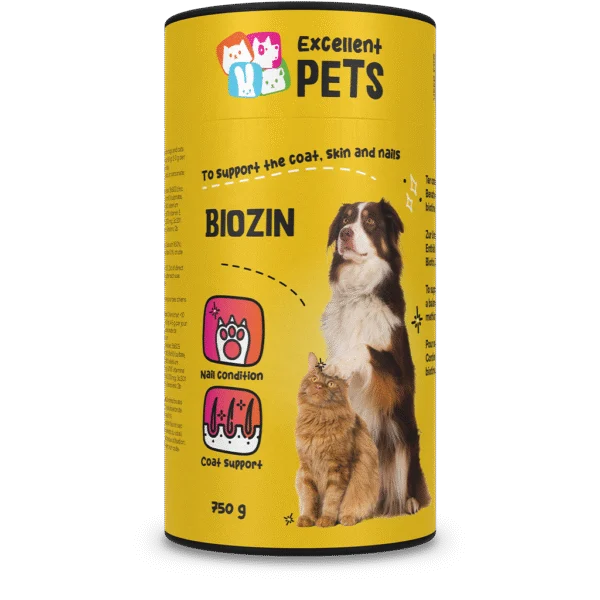 Integratore per il mantello di cani e gatti con biotina, 750 g – Excellent Pets Biozin