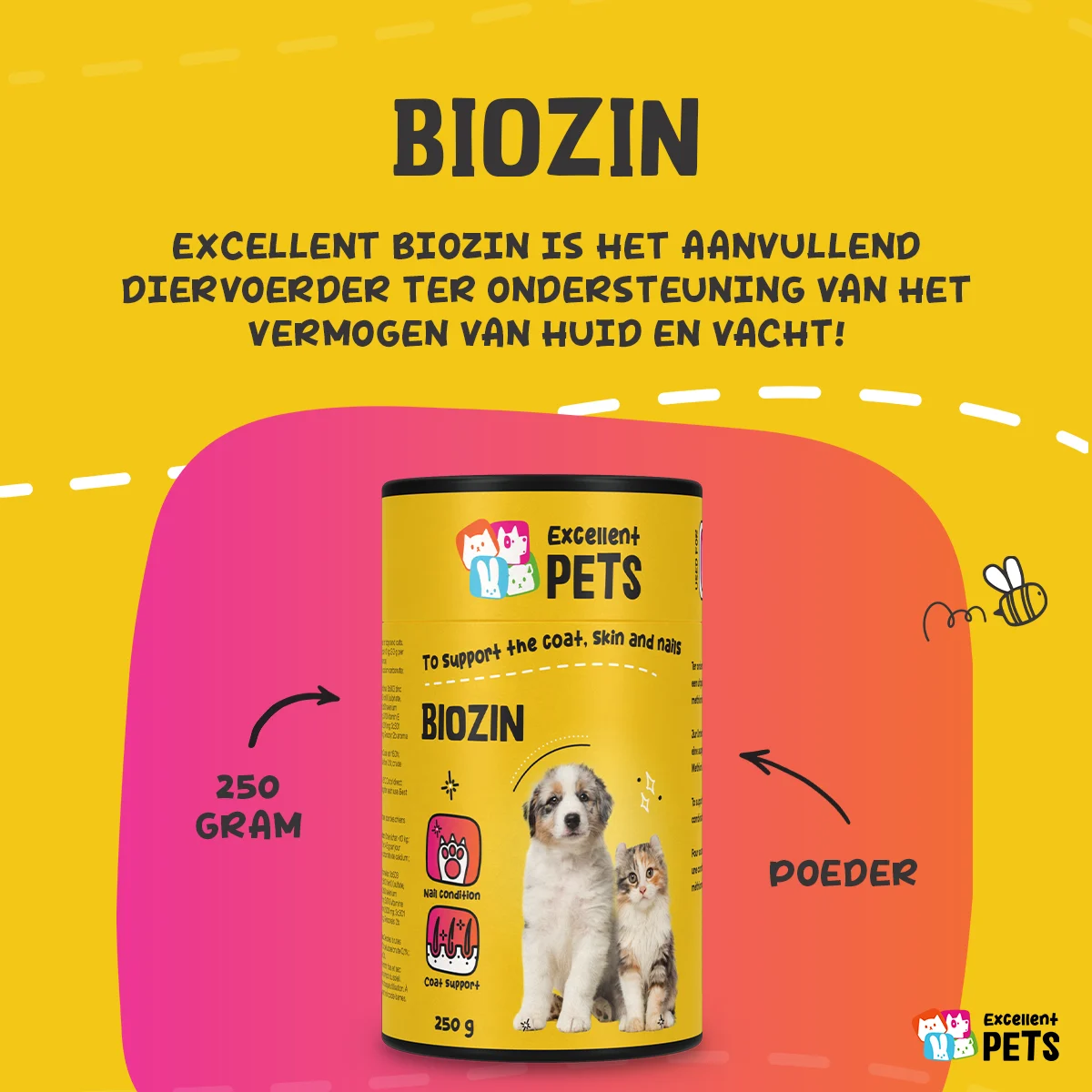 Integratore per il pelo di cani e gatti con biotina, 250 g – Excellent Pets Biozin - immagine 2