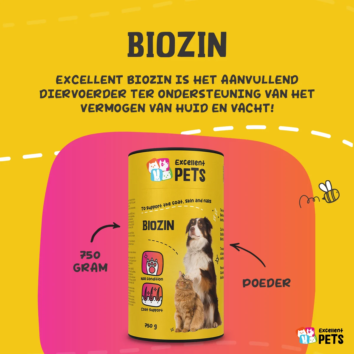 Integratore per il mantello di cani e gatti con biotina, 750 g – Excellent Pets Biozin - immagine 2