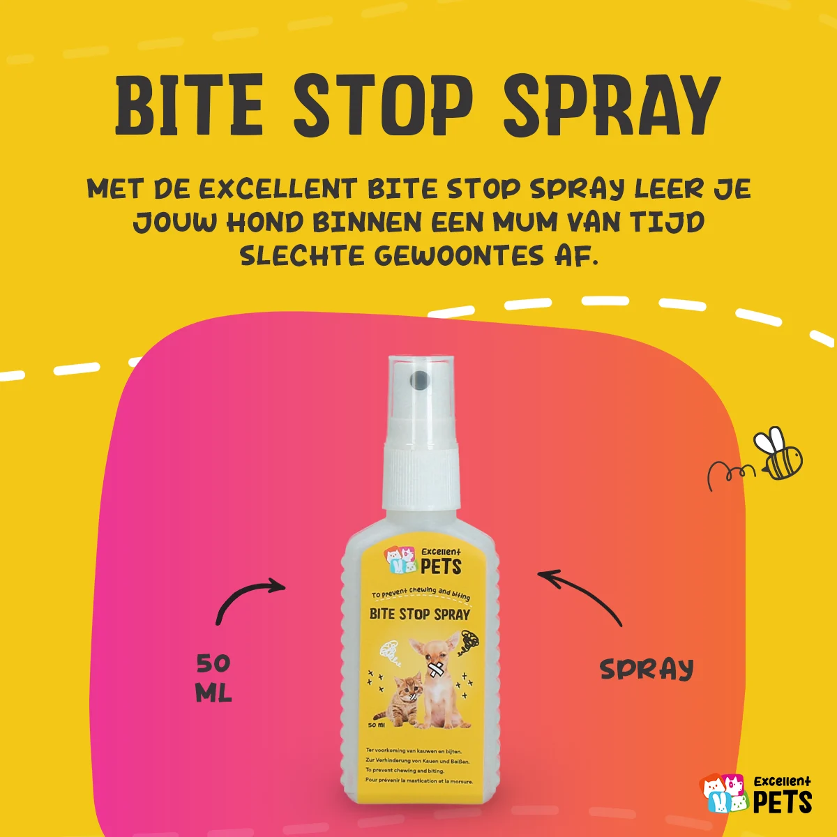Spray antimorso per cani e gatti con sostanza amara, 50 ml – Excellent Pets Bite Stop Spray - immagine 3