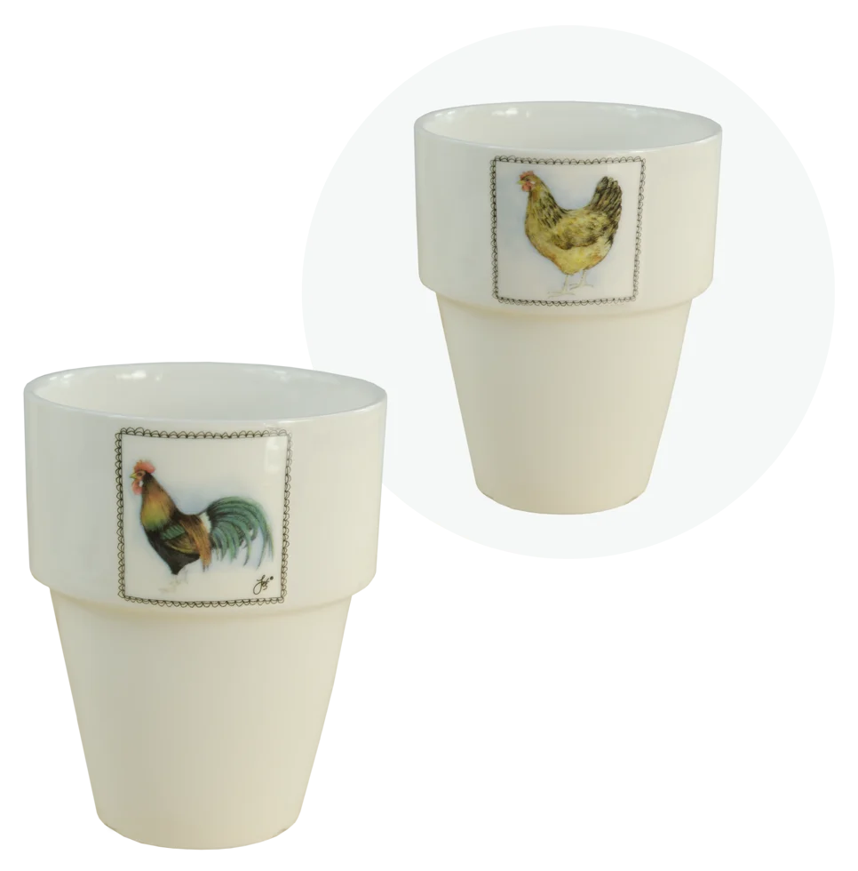 Tazza da latte con gallo e gallina – Boerenwinkel - immagine 1