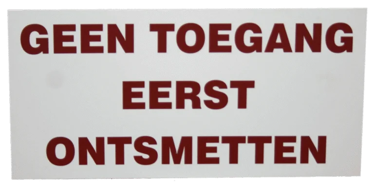 Cartello «Accesso vietato, disinfettarsi prima», 20 x 40 cm