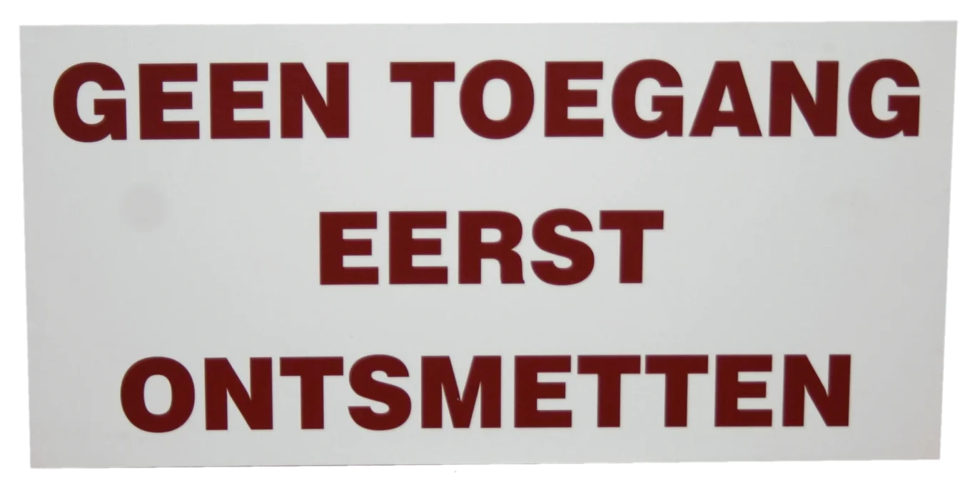 BORD0001.png Cartello «Accesso vietato, disinfettarsi prima», 20 x 40 cm - immagine 1