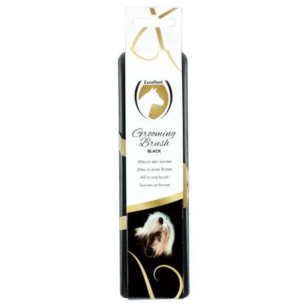 Spazzola per cavalli M per la cura del mantello, 17,5 x 5 x 2 cm, nera – Excellent Horse Grooming Brush