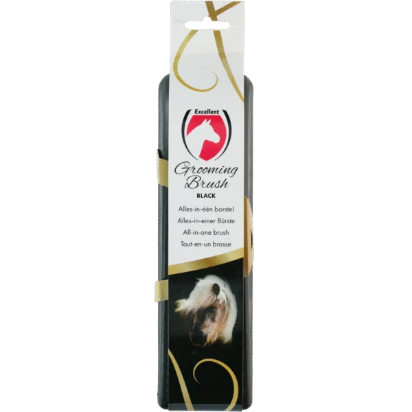 Spazzola per cavalli L per la cura del mantello, 23 x 6,5 x 3 cm, nero – Excellent Horse Grooming Brush
