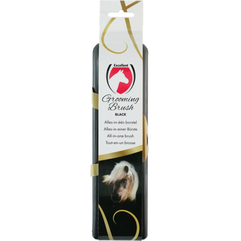 Spazzola per cavalli L per la cura del mantello, 23 x 6,5 x 3 cm, nero – Excellent Horse Grooming Brush