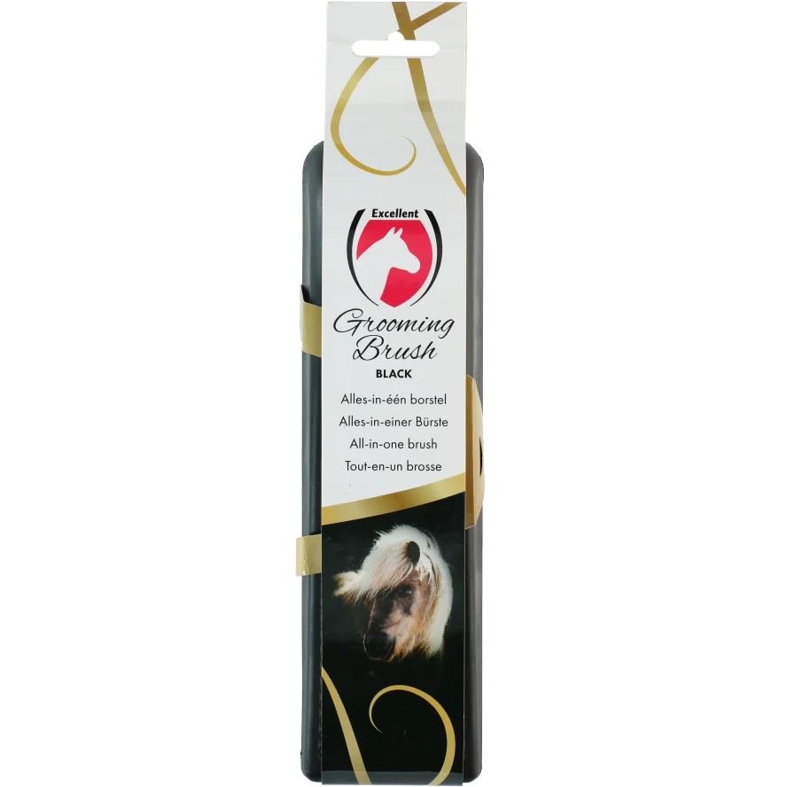 Spazzola per cavalli L per la cura del mantello, 23 x 6,5 x 3 cm, nero – Excellent Horse Grooming Brush - immagine 1