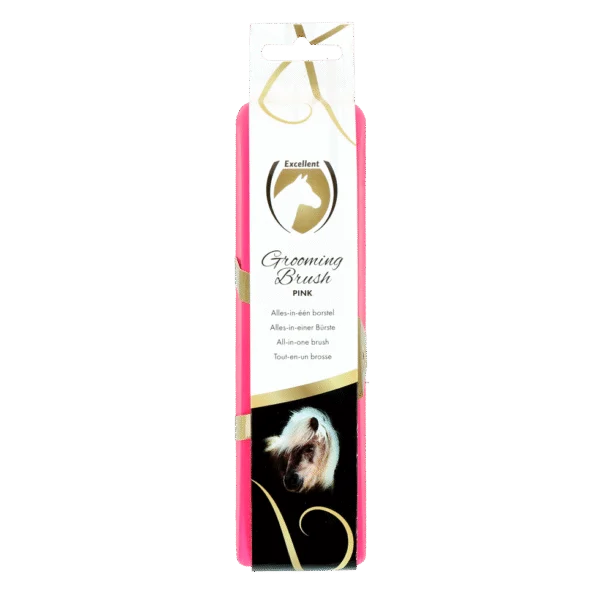 Spazzola per cavalli M per la cura del mantello, 17,5 x 5 x 2 cm, rosa – Excellent Horse Grooming Brush
