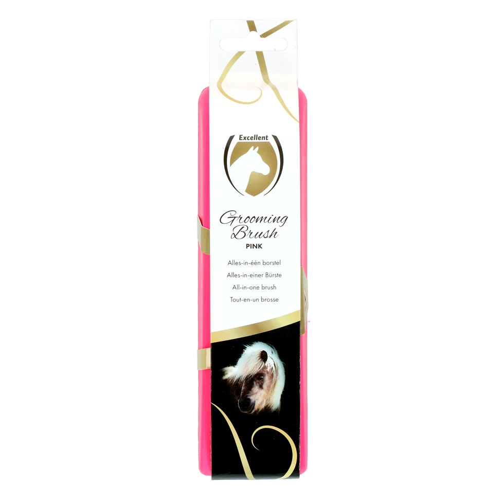 Spazzola per cavalli M per la cura del mantello, 17,5 x 5 x 2 cm, rosa – Excellent Horse Grooming Brush - immagine 1