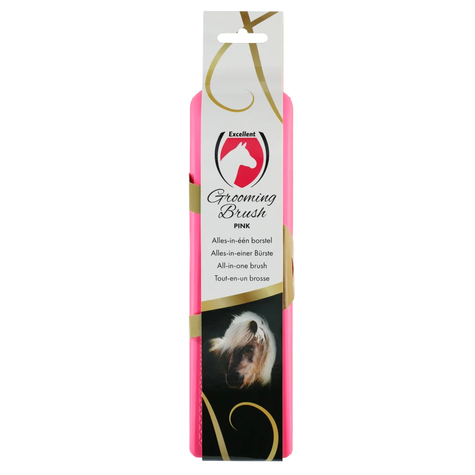 Spazzola per lavare e massaggiare il cavallo, rosa, L, 23 x 6,5 x 3 cm – Excellent Horse Grooming Brush - immagine 1