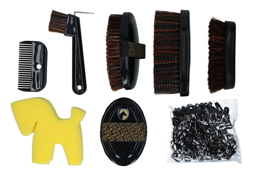Set per la pulizia per giovani cavalieri con zaino, 200 elastici – Excellent Horse Grooming Set Junior - immagine 2