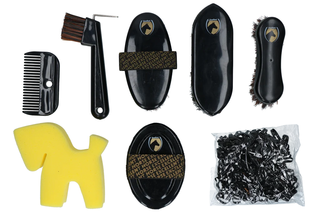 Set per la pulizia per giovani cavalieri con zaino, 200 elastici – Excellent Horse Grooming Set Junior - immagine 3