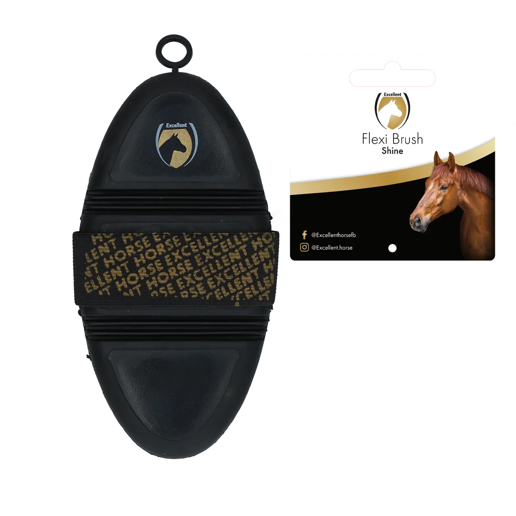 Spazzola morbida per cavalli con setole di capra e parte superiore flessibile – Excellent Horse Flexi Brush Shine - immagine 2