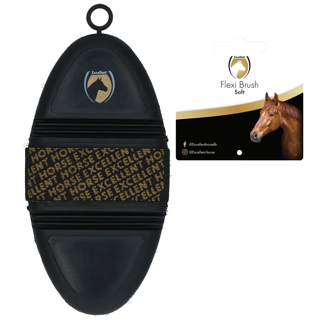 Spazzola morbida per cavalli per polvere e sabbia, con parte superiore flessibile – Excellent Horse Flexi Brush Soft - immagine 2